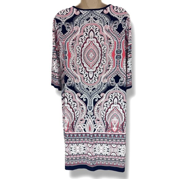 Paisley Mixed Print Shift Dress Size 16W 1X Office Career All-Season Plus Size - Picture 4 of 8